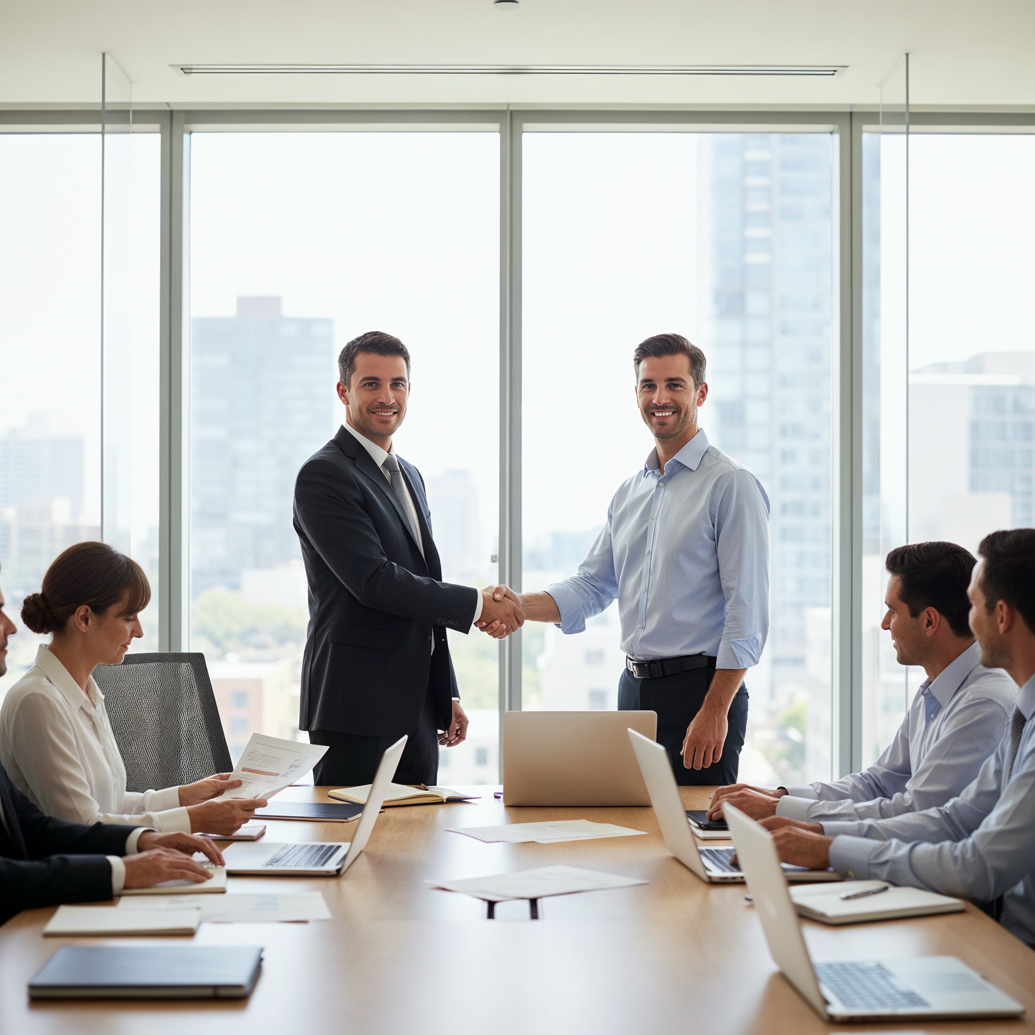 Business handshake meeting